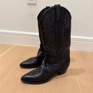 Dan Post Black Leather Cowboy Boots